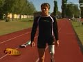 female leg amputee using sports prosthesis