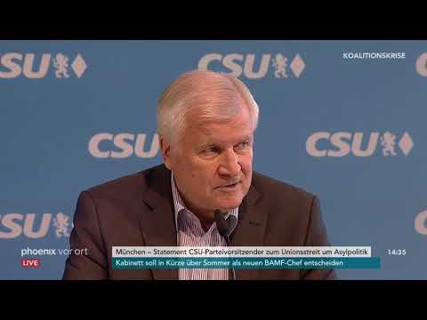 Horst Seehofer (CSU): Pressekonferenz zum Unionsstrei ...