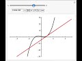 this video illustrates the concept of a tangent line to a function.  the tangent line (red) is animated so that it moves along the function (black).  the slope of the tangent line is the slope of the function at the point the tangent line touches the function.  the function shown is the polynomial f(x) = 3x^3 - 2x + 1.  the tangent line is g(x) = (9k^2-2)x + (-6k^3+1).  k is varied to animate the tangent line.  notice that the derivative of f(x) is the slope of the line g(x).  (the term in front of the x is the slope as in y = mx + b where m is the slope.)

this animation was produced using mathematica 6 with the manpulate and plot functions.

the concept of a tangent line and its relationship to the derivative of a function is an important concept in calculus.