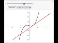 this video illustrates the concept of a tangent line to a function.  the tangent line (red) is animated so that it moves along the function (black).  the slope of the tangent line is the slope of the function at the point the tangent line touches the function.  the function shown is the polynomial f(x) = 3x^3 - 2x + 1.  the tangent line is g(x) = (9k^2-2)x + (-6k^3+1).  k is varied to animate the tangent line.  notice that the derivative of f(x) is the slope of the line g(x).  (the term in front of the x is the slope as in y = mx + b where m is the slope.)

this animation was produced using mathematica 6 with the manpulate and plot functions.

the concept of a tangent line and its relationship to the derivative of a function is an important concept in calculus.