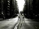 Naked alien walks on the street