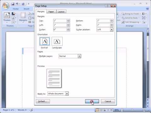 how to set margins in word