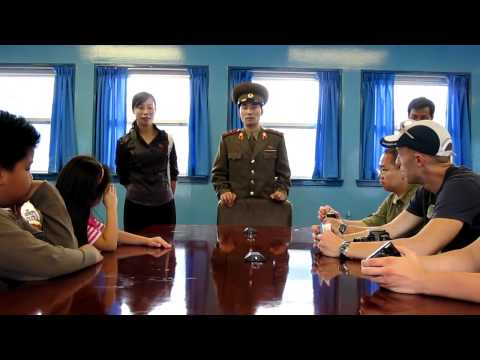 North Korean military officer gives a lecture at the DMZ (September 2009)