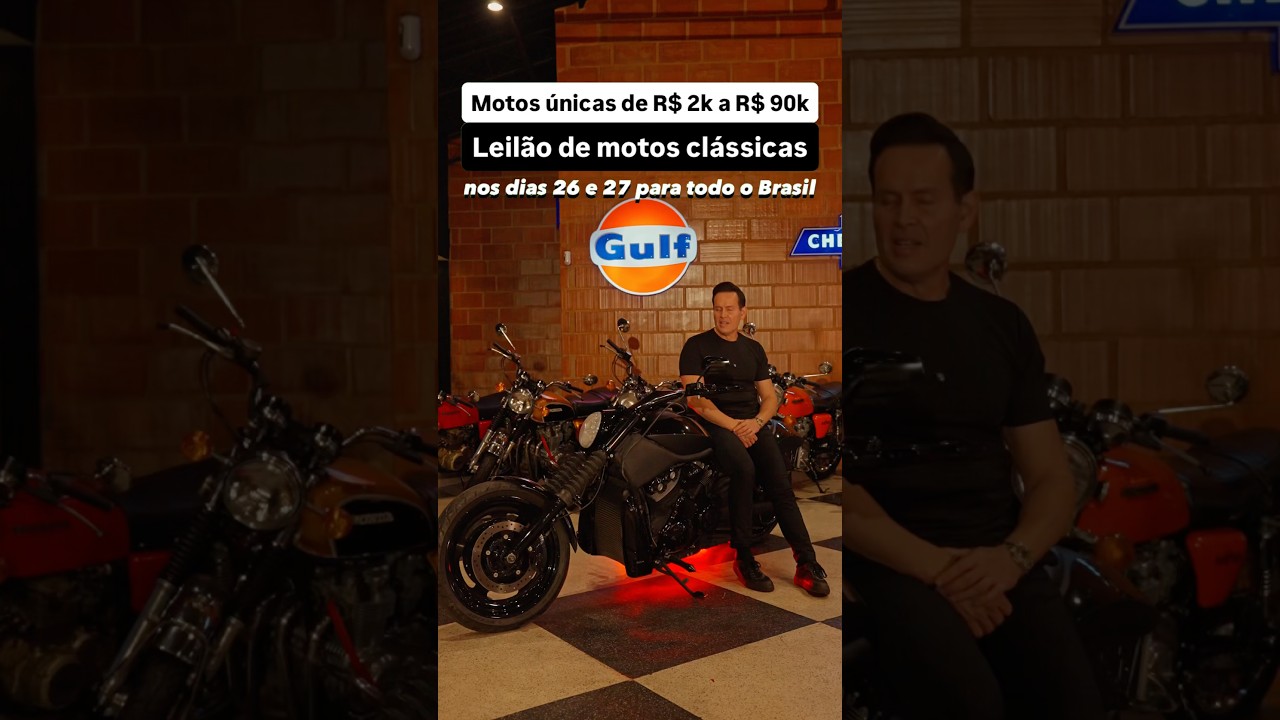 Motos únicas de R$ 2k a R$ 90k. Leilão de motos clássicas nos dias 26 e 27 para todo o Brasil.