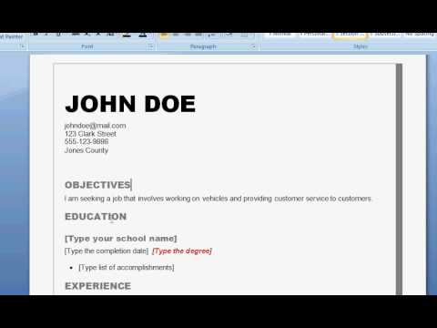 how to do a cv for a job example