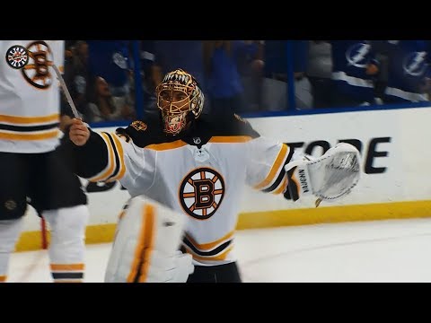 Video: Rask furious after broken skate leads to Lightning goal