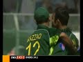 Rana Naved bowls Sehwag with a slower ball.