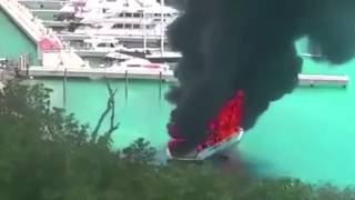 Video shows luxury yacht going up in flames