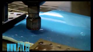 Cutting of composite material with clean high pressure water jet