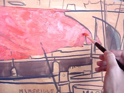 Mixing oil paint, cadmium red