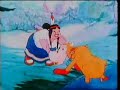 A Conestoga Wagon leads Molly Moo-Cow and some ducks through the hills. The ducks stop for a swim by a tepee and go to explore the settlement. Molly misses her friends and goes to look for them; when she finds them she discovers they're behaving like Native Americans, and she joins in. Meanwhile, a Native woman downstream loses her baby in the stream and chases after her. Seeing the baby's in trouble, Molly pursues it as well, and eventually retrieves it. She returns it to its mother, but while she's gone a hunter captures the ducks and absconds with them. While preparing them for his meal Molly discovers what's going on and comes to the rescue, pleading with the man to release the ducks. A fight ensues, and the hunter is on the verge of winning when the Native woman joins in the fight and scares him away. Molly and the ducks return to the wagon and all is well.