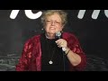 comedian mrs. hughes performs her observational comedy live.