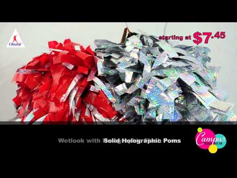 campusteamwearvideos - Chasse's holographic cheer poms are the perfect way for your cheerleading squad to add some shine to their routine. Holographic poms are available with gold ...