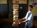 Adam Topples Giant Jenga Set