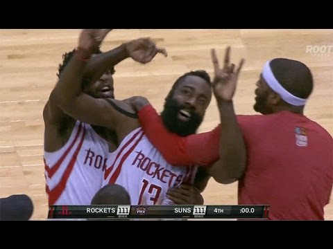 Beat - http://www.clutchfans.net James Harden hits a buzzer-beater from 18 feet to win the game as the Houston Rockets topped the Phoenix Suns 113-111 on 1/23/2015.