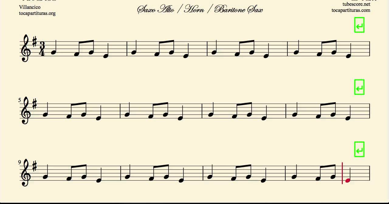 Carol of the Bells Sheet Music for Alto Saxophone Baritone Saxophone and Horn Christmas Carol