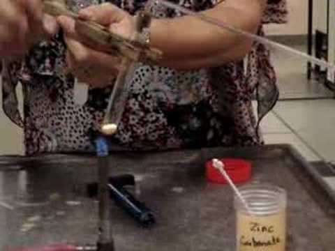 Heating of zinc carbonate
