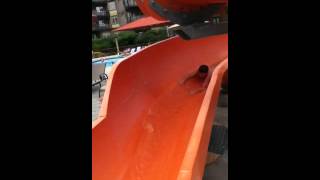 Tarik going down the Waterslide in bc