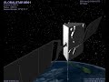 A satellite in Earth orbit with articulated solar panels A satellite in Earth orbit with articulated solar panels