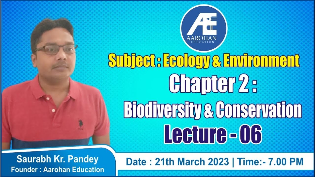 Subject:Ecology & Environment Chapter -2 Biodiversity & Conservation By Saurabh Kr Pandey Lecture -6