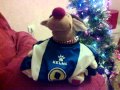 Mascota felicitando la Navidad