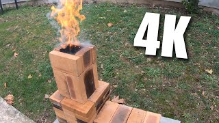 Homemade wood burning ROCKET STOVE 4K
