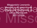 Assembléia de Deus-Menegueth- Missionário Leonardo Moreira