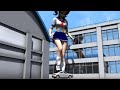 The giant girl is squishing the car!