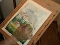 Watercolor painting of a landscape