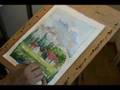 Watercolor painting of a landscape