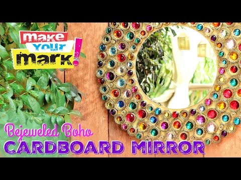 Bejeweled Boho Cardboard Mirror DIY
