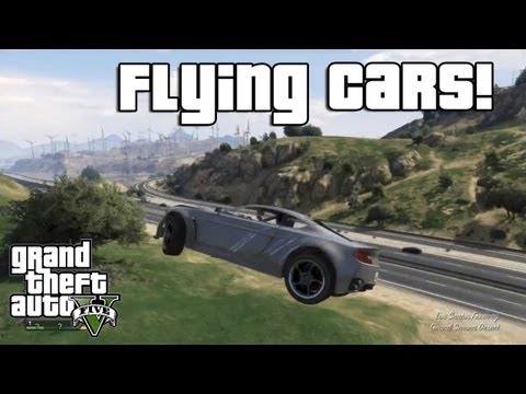 GTA V: Flying Cars! (Low Gravity Cheat Code)