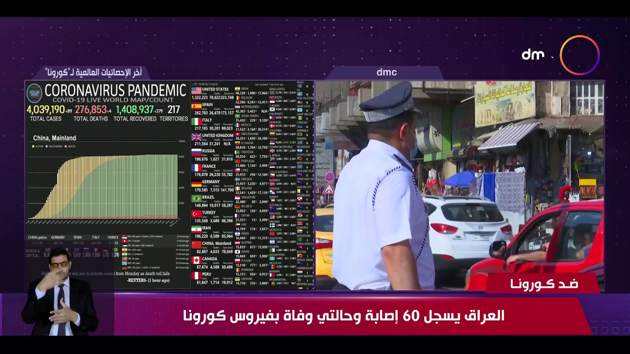 نشرة ضد كورونا - العراق يسجل 60 إصابة وحالتي وفاة بفيروس كورونا
