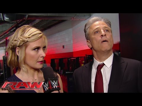 Jon Stewart reacts to his confrontation with Seth Rollins: Raw, March 2, 2015