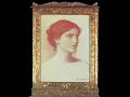 john william waterhouse - a portrait drawing in red chalk is compared to some other works by waterhouse. 
~
the drawing was titled, 'portrait head of aline henderson'. aline was the daughter of h.w. henderson. many works by waterhouse were part of the henderson family collection. 
~
her uncle was alexander henderson, 1st lord faringdon.
http://www.johnwilliamwaterhouse.com/patrons-collectors/henderson-alexander-1st-lord-faringdon.html
~
waterhouse became a friend of the family and presented this drawing as a wedding present to aline in 1911.