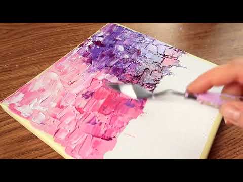 Easy Abstract Landscape Painting Demo   For Beginners   Using Fan brush Daily Art Therapy Day