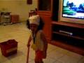Kouky cleaning the floor