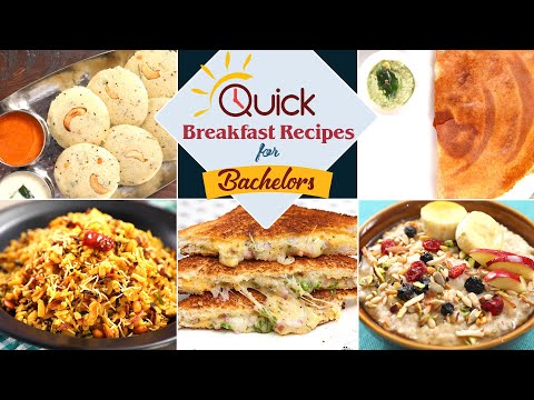 5 Instant Breakfast Recipes For Bachelors | Rava Idli | Bread Dosa | Poha Premix | Oats Porridge