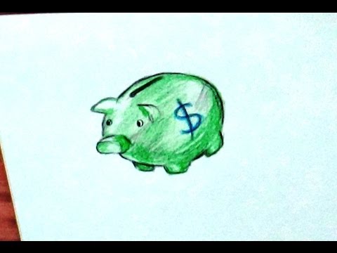 how to draw piggy bank