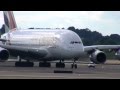 Earthquake Diversion - Emirates Airbus A-380 Departs Boston Logan 8-23-2011
