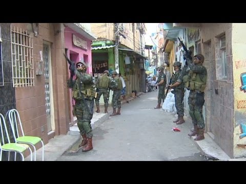 Brazilian army patrolling Rio de Janeiro