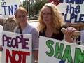 Cathy McClure speaks at Atlanta Health Insurance Protest