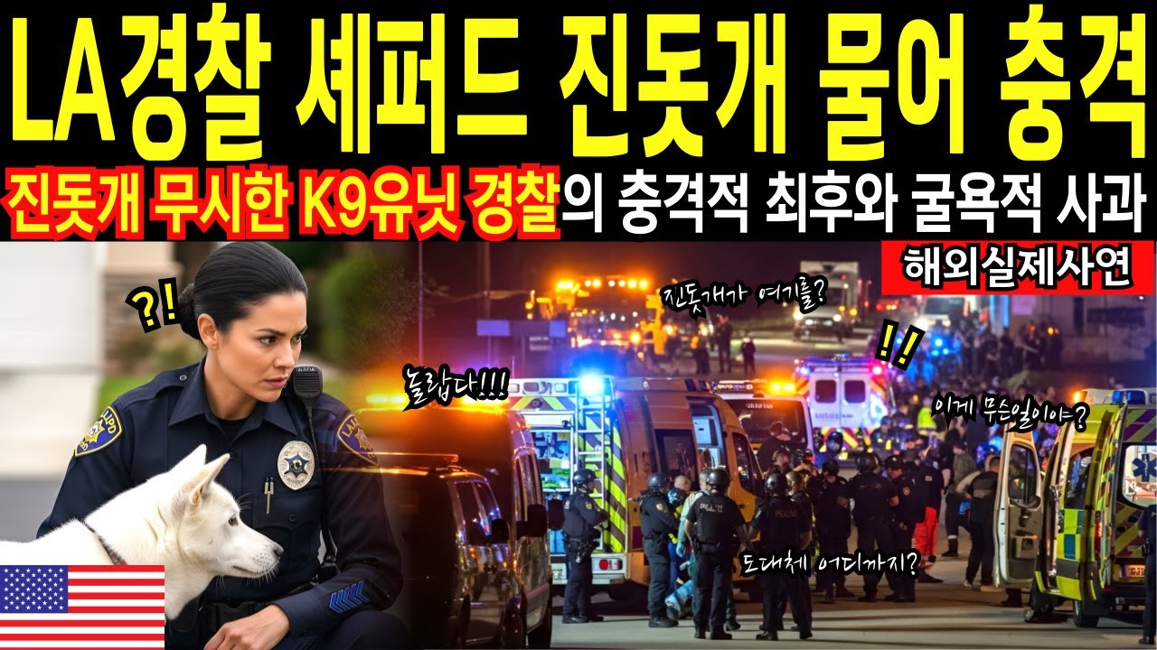 [해외감동사연] 사건 현장에서 진돗개가 세계에 보여준 용기와 감동실화, LA경찰이 진돗개에 무릎 꿇은 이유