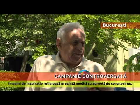 Campanie controversată, cu bannere cu medici reprezentați ca sfinți cu aureolă de coronavirus