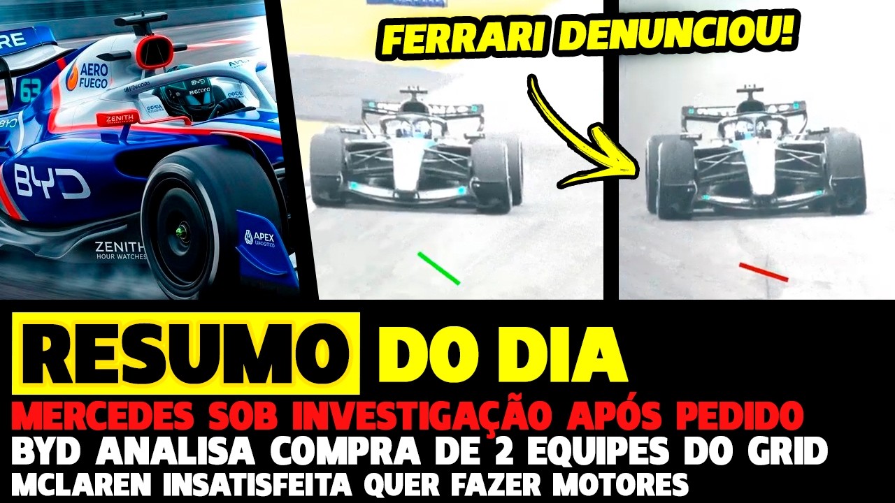 🚨FERRARI PEDE E FIA VAI INVESTIGAR MERCEDES, NOVIDADES SOBRE BYD E MCLAREN | FÓRMULA 1 | GP EM CASA