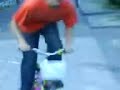 Koe op zijn nieuwe fiets