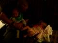 Daddy playing with babies!