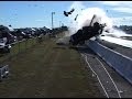 Cameraman has close call with crashing dragster - cameraman, close call, crash, drag race, dragster
