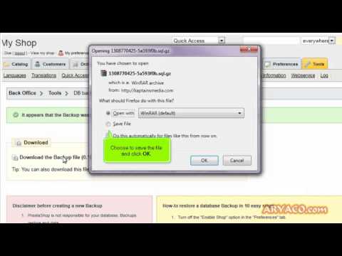 how to backup prestashop