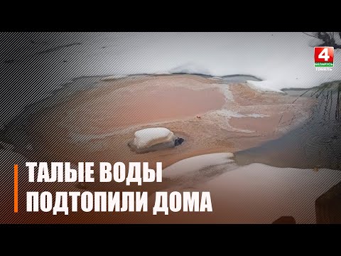 В Наровлянском и Петриковском районах, а также в Гомеле талые воды подтопили несколько жилых домов видео